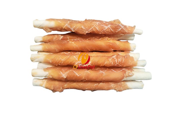 Chicken wrap rawhide sticks